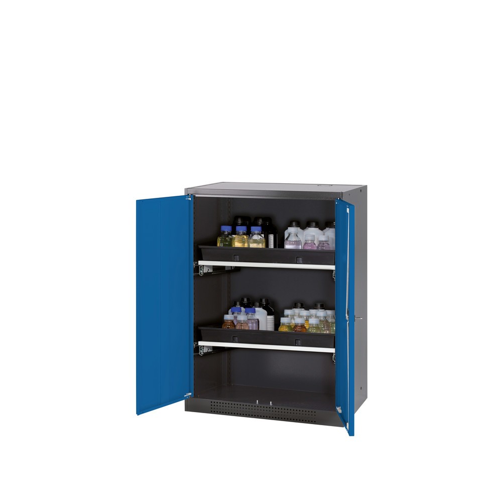 Product afbeelding: Kast voor chemische en giftige stoffen asecos® met uittrekbare legborden, h x b x d 1.105 x 810 x 520 mm, gentiaanblauw