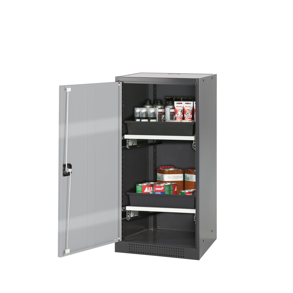 Product afbeelding: Kast voor chemische en giftige stoffen asecos® met uittrekbare legborden, hxbxd 1.105 x 545 x 520 mm, witaluminium