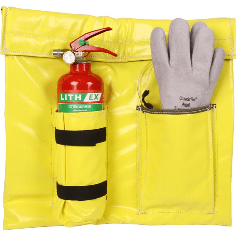 N° de l'image du produit 1 : Kit d'urgence avec sac de transport et d'extinction L2 RathoLith®, gants de sécurité, lunettes de protection et extincteur 2 l
