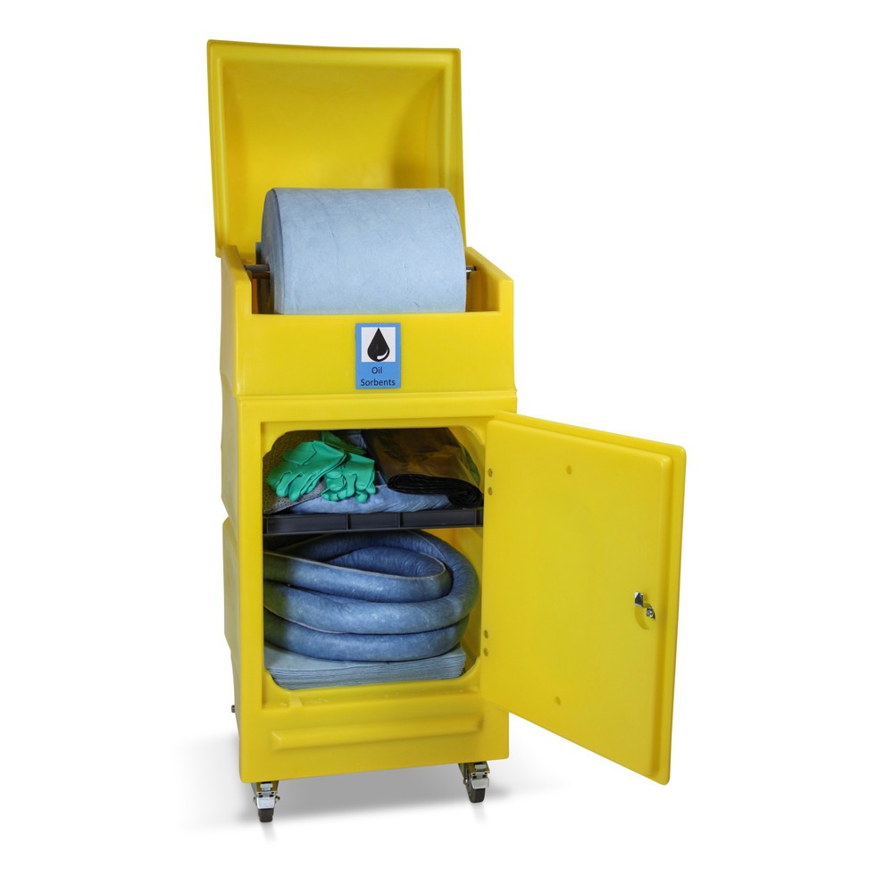 Illustration du produit: Kit d’urgence Huile, cuve à roulettes, contenance 300 l, bleue