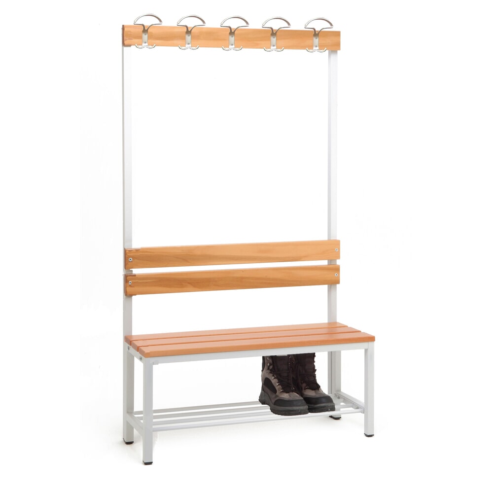 Produktabbildung Nr. 6: Kleedkamerbank Steinbock®,1-zijdig met hakenlijst, lengte 1.000 mm, met schoenenrek