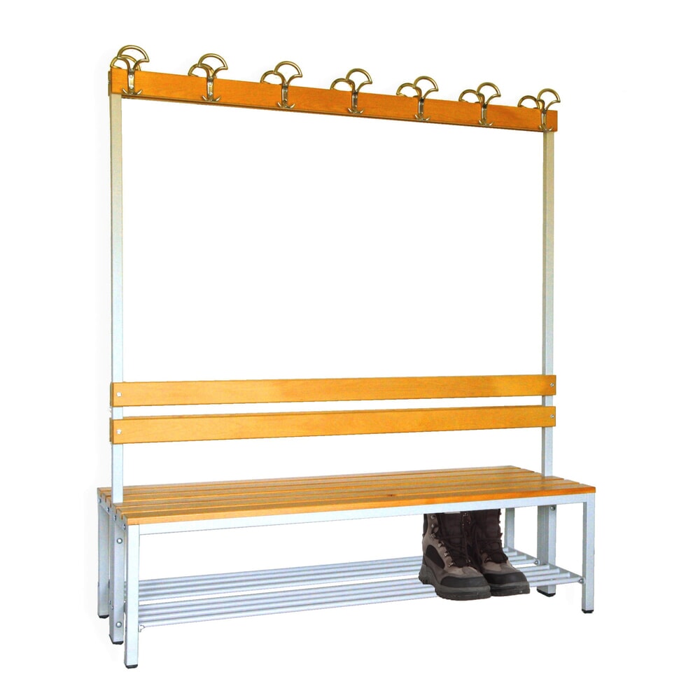 Produktabbildung Nr. 6: Kleedkamerbank Steinbock®, 2-zijdig met hakenlijst, lengte 1.500 mm, met schoenenrek