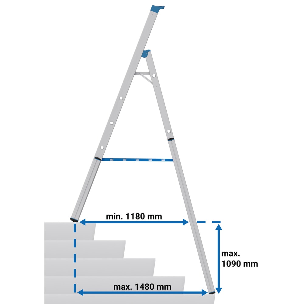 Productafbeelding nr. 7: KRAUSE® STABILO telescopische ladder met treden, eenzijdig toegankelijk, 6 treden