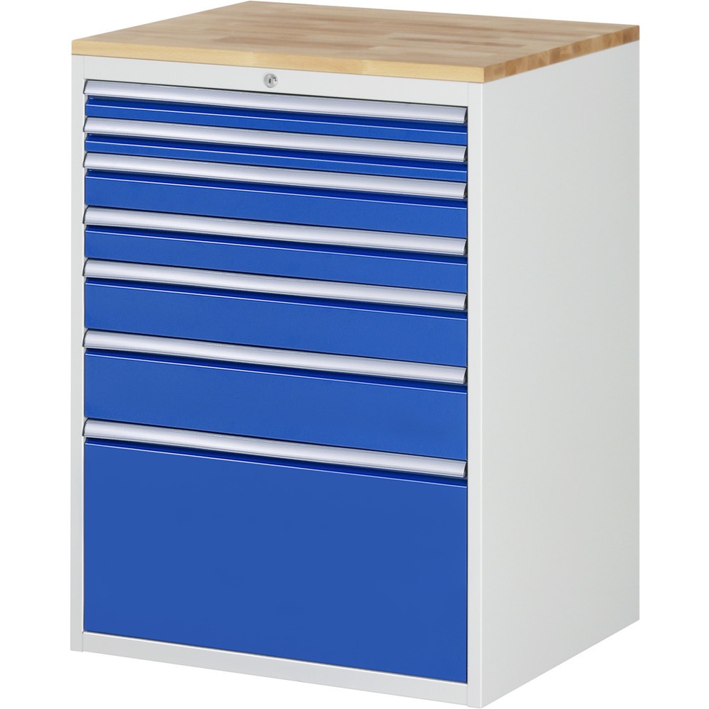 Produktabbildung Nr. 1: Ladekast RAU serie 7000, hxbxd 1.035 x 770 x 650 mm, 7 lades 2 x 60, 2 x 90, 1 x 120, 1 x 150, 1 x 360 mm, beuken werkblad