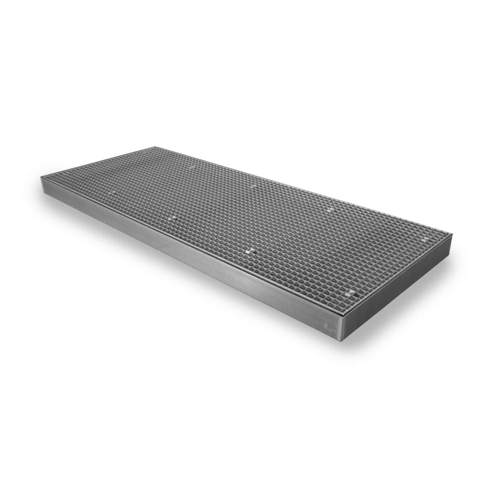 Lage lekbak van staal, cap. 6.500 kg/m², hxbxd 118 x 1.000 x 2.500 mm Product afbeelding: Lage lekbak van staal, cap. 6.500 kg/m², hxbxd 118 x 1.000 x 2.500 mm