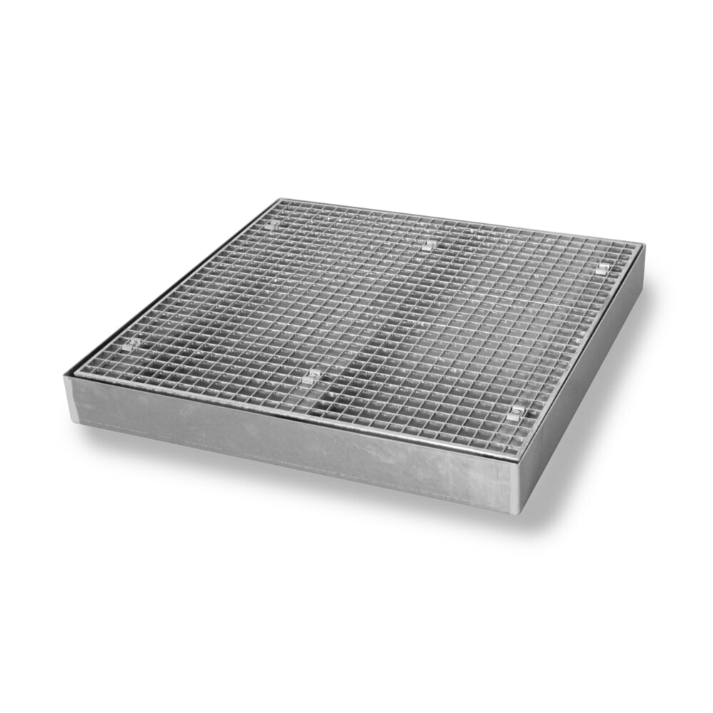 Lage lekbak van staal, cap. 6.500 kg/m², hxbxd 118 x 1.000 x 1.000 mm Product afbeelding: Lage lekbak van staal, cap. 6.500 kg/m², hxbxd 118 x 1.000 x 1.000 mm