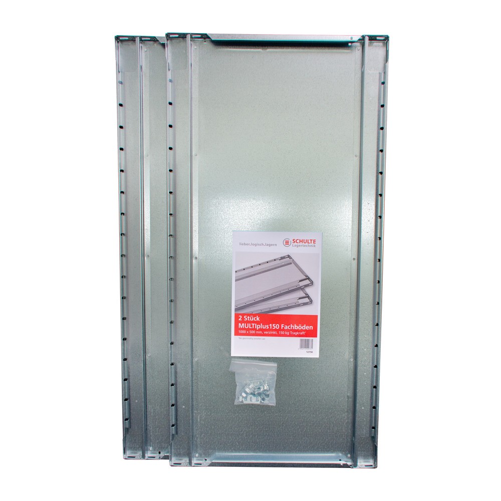 Produktabbildung Nr. 1: Legbord MULTIplus voor legbordrek SCHULTE Green met inhaakmontage, schapbelasting 150 kg, pak van 2, bxd 1000 x 500 mm, incl. 8 legborddragers