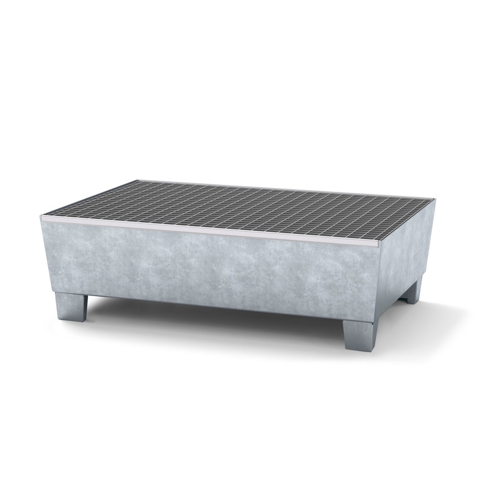 Product afbeelding: Lekbak asecos® van staal, vorkinsteek, 2 x 200 liter, h x b x d 350 x 815 x 1.240 mm, verzinkt