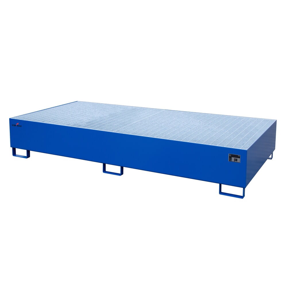 Produktabbildung Nr. 1: Lekbak Steinbock® van staal voor 2x KTC/IBC, blauw