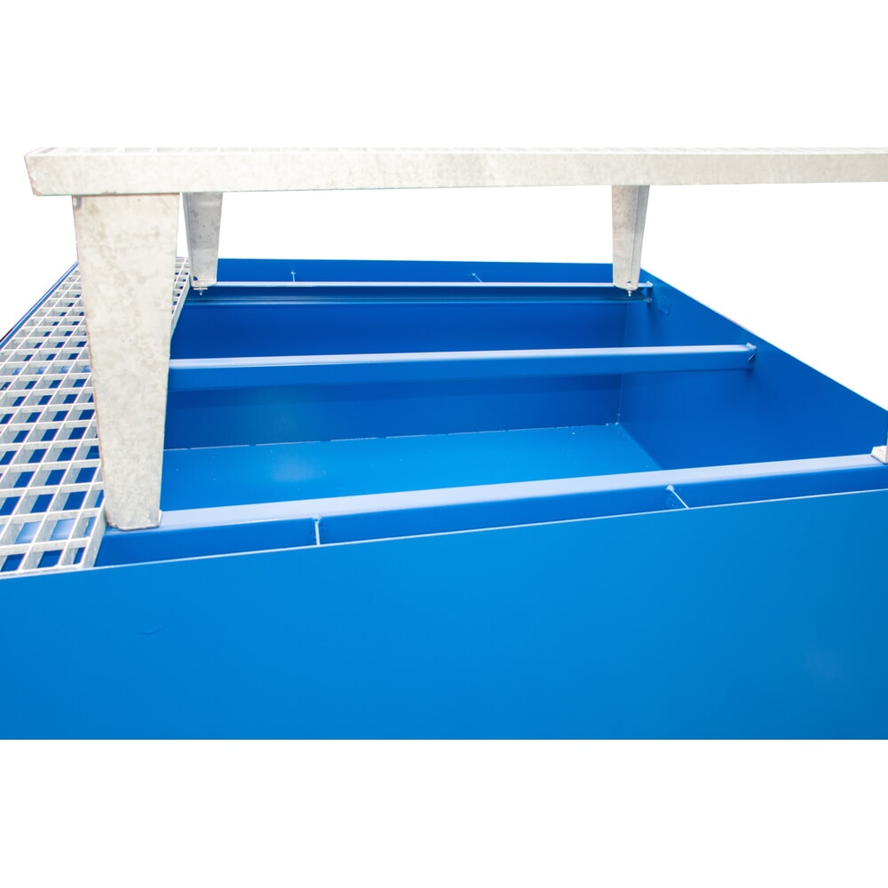 Produktabbildung Nr. 7: Lekbak Steinbock® van staal voor 1 x KTC/IBC, incl. aftapaansluiting, blauw