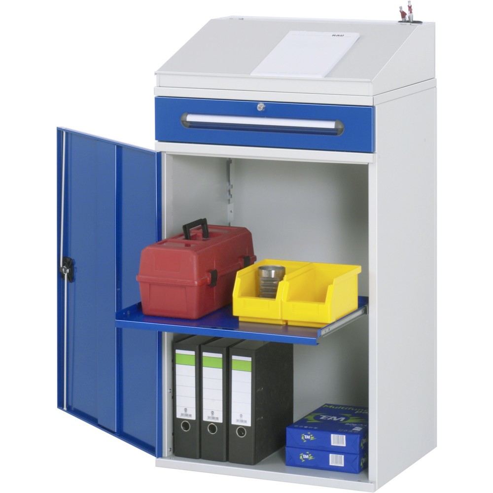 Productafbeelding nr. 1: RAU lessenaar met kast, HxBxD 1.100-1.220 x 650 x 520 mm, lades 1 x 120 mm