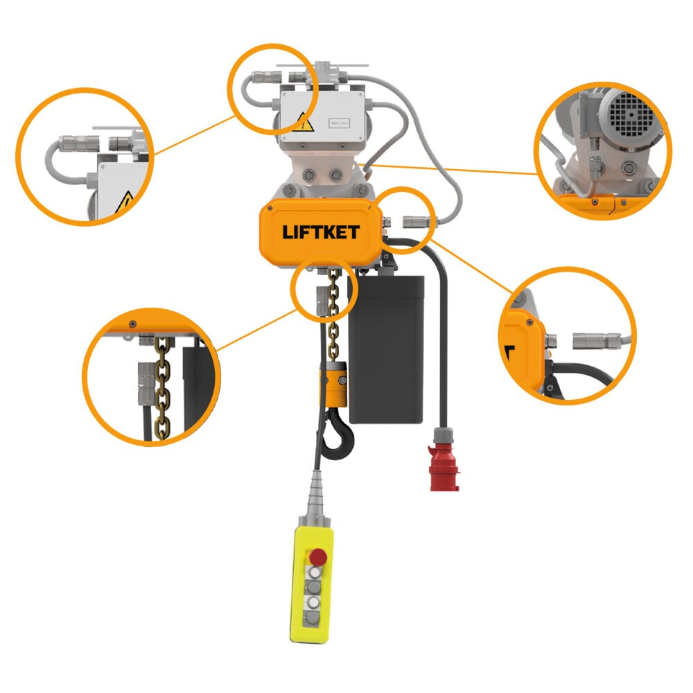 N° de l'image du produit 3 : LIFTKET Palan à chaîne électrique S-Line avec mécanisme de déplacement manuel, capacité de charge 125 kg, 8/2 m/min