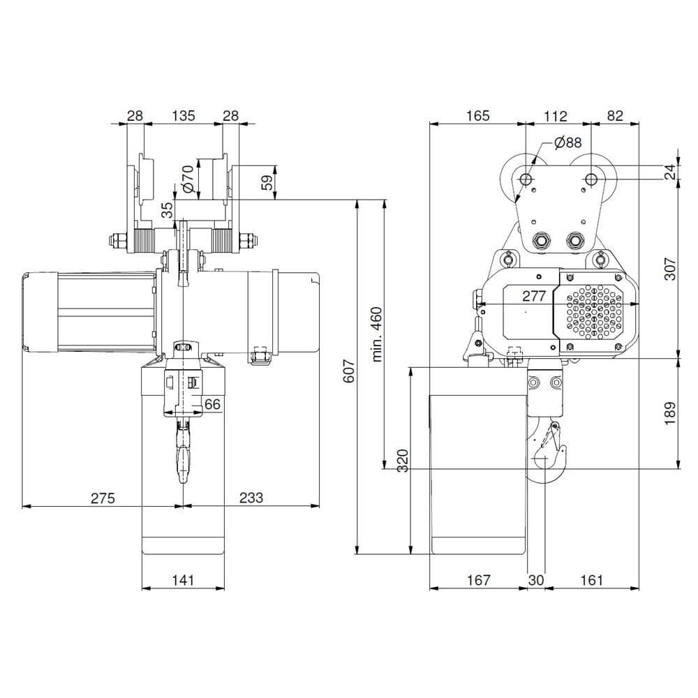 N° de l'image du produit 7 : LIFTKET Palan à chaîne électrique S-Line avec mécanisme de déplacement manuel, capacité de charge 500 kg, 8/2 m/min