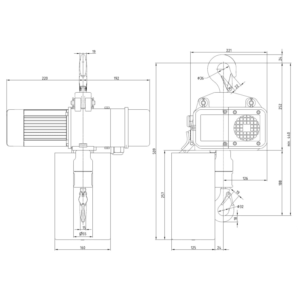 N° de l'image du produit 6 : LIFTKET Palan à chaîne électrique S-Line avec suspension par crochet, capacité de charge 125 kg, 8/2 m/min