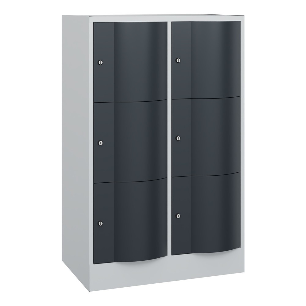 Produktabbildung Nr. 1: Locker C+P met vandalismebestendige deuren, 2 x 3 vakken, hxbxd 1.225 x 770 x 540 mm, lichtgrijs, antracietgrijs