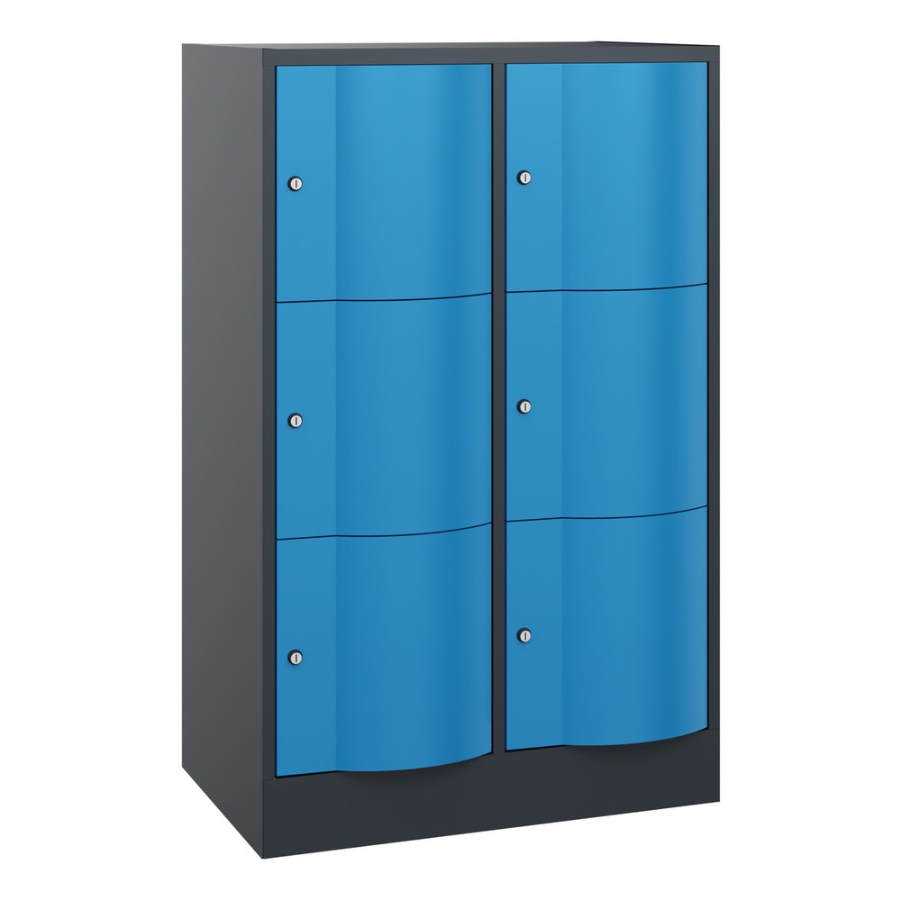 Produktabbildung Nr. 1: Locker C+P met vandalismebestendige deuren, 2 x 3 vakken, hxbxd 1.225 x 770 x 540 mm, antracietgrijs, lichtblauw