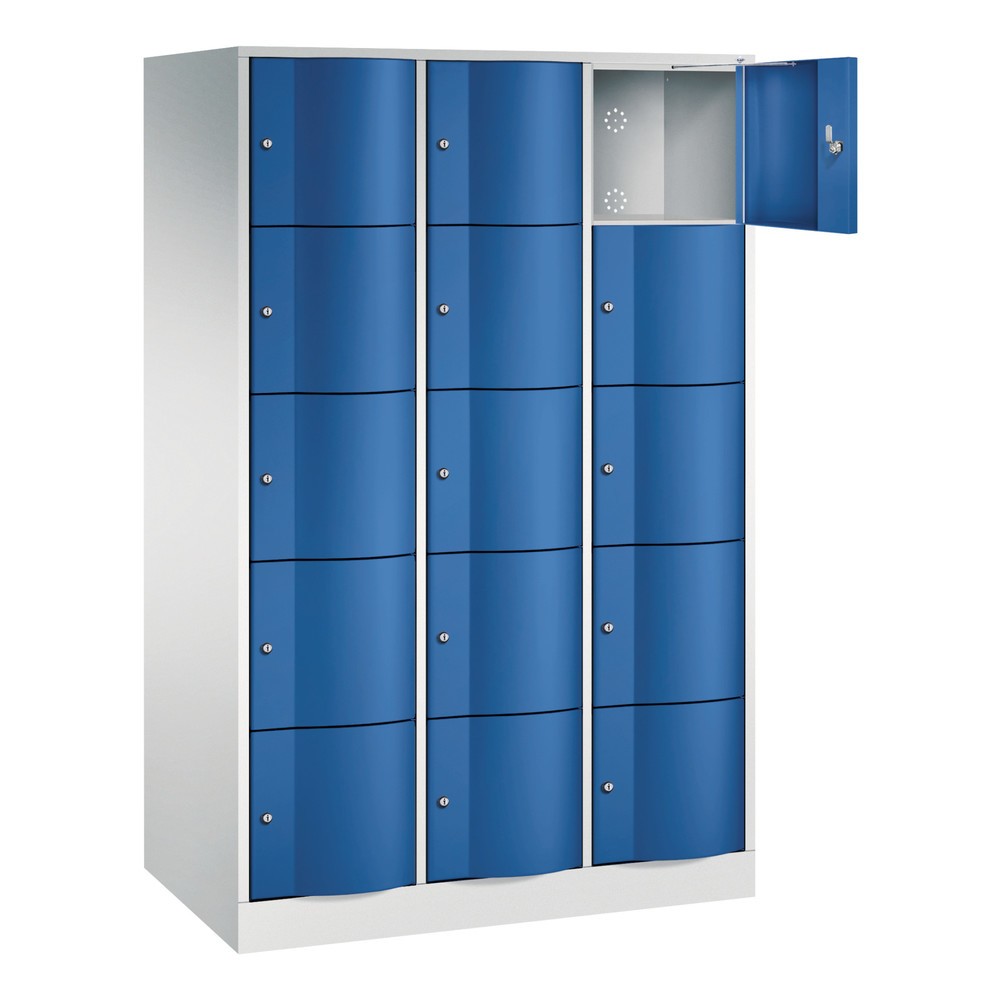 Produktabbildung Nr. 3: Locker C+P met vandalismebestendige deuren, 3 x 5 vakken, hxbxd 1.950 x 1.150 x 640 mm, lichtgrijs, gentiaanblauw