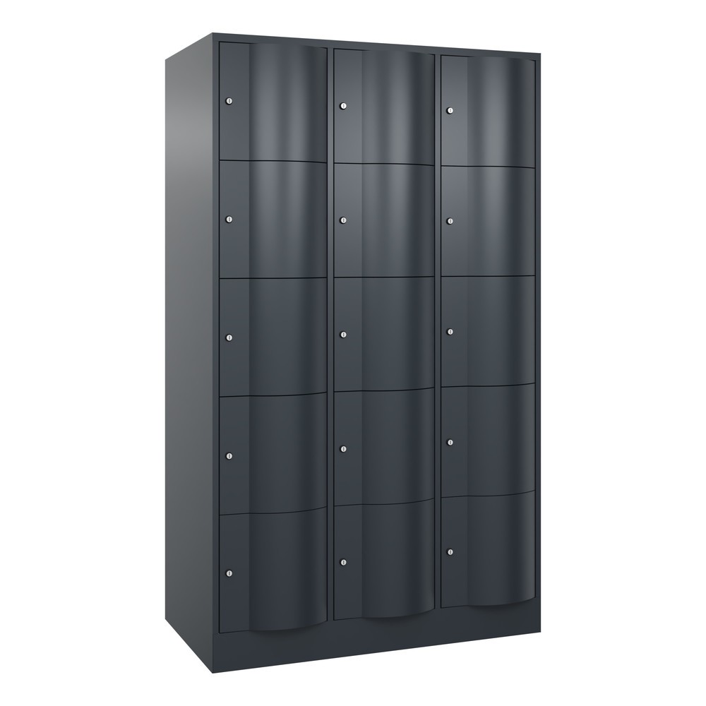 Produktabbildung Nr. 1: Locker C+P met vandalismebestendige deuren, 3 x 5 vakken, hxbxd 1.950 x 1.150 x 640 mm, antracietgrijs, antracietgrijs