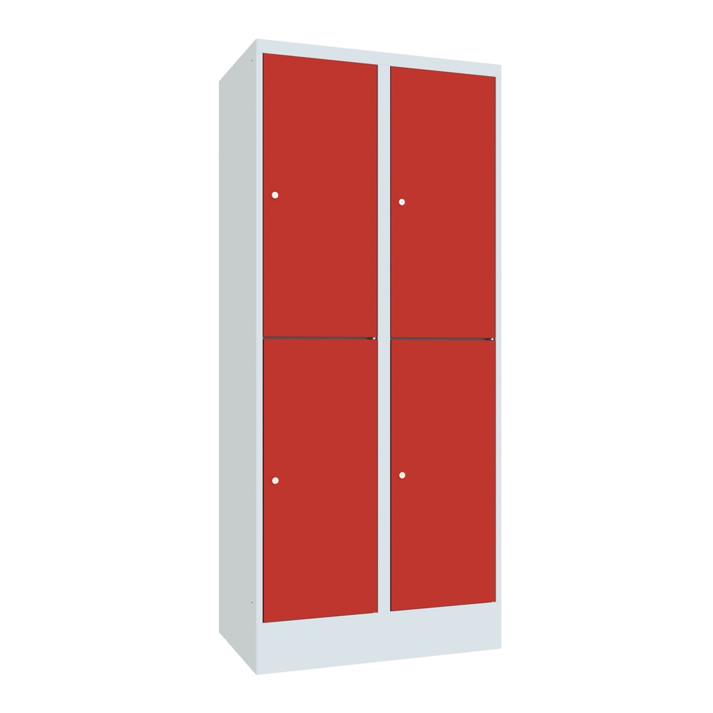 Productafbeelding nr. 1: Locker PAVOY, 2 x 2 vakken, hxbxd 1.850 x 830 x 500 mm, vuurrood, lichtgrijs