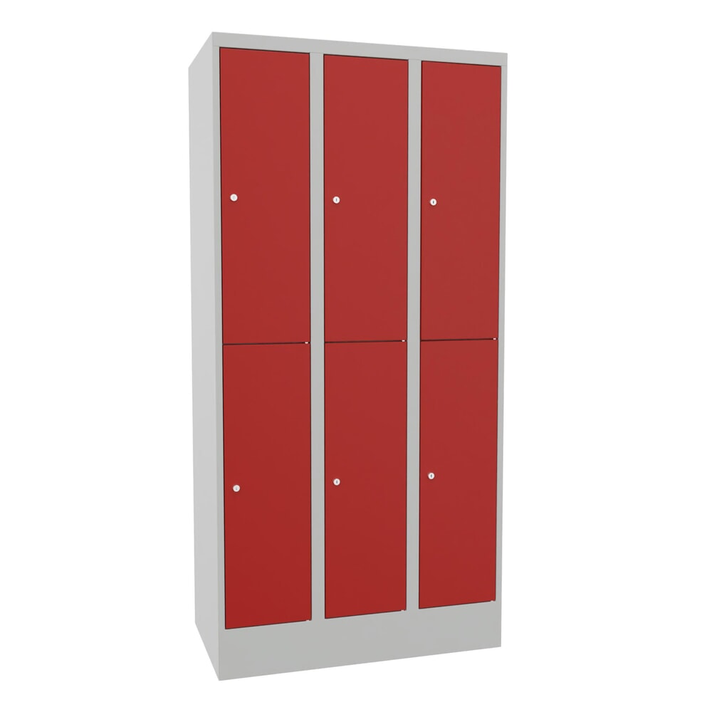 Produktabbildung Nr. 1: Locker PAVOY, 3 x 2 vakken, hxbxd 1.850 x 930 x 500 mm, vuurrood, lichtgrijs