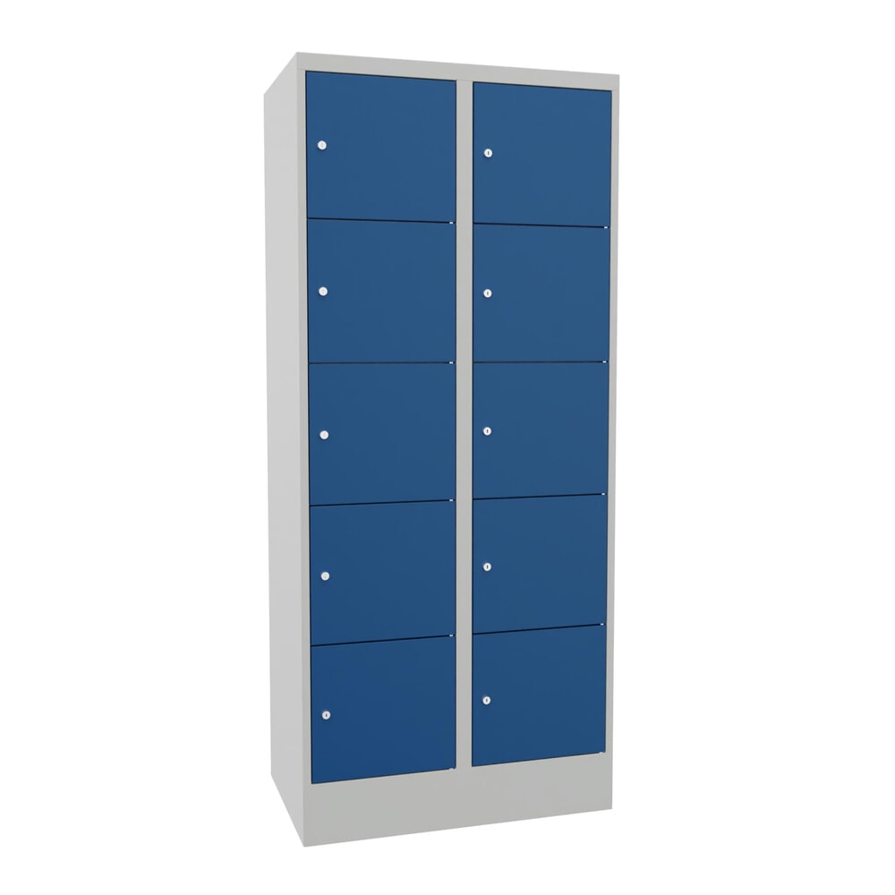 Produktabbildung Nr. 1: Locker PAVOY met cilinderslot, 2 x 5 vakken, hxbxd 1.850 x 830 x 500 mm, gentiaanblauw, lichtgrijs