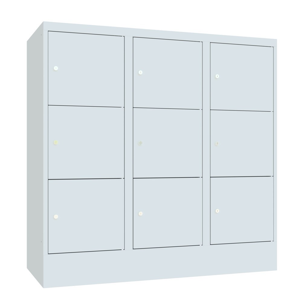 Produktabbildung Nr. 2: Locker PAVOY met cilinderslot, 3 x 3 vakken, hxbxd 1.187 x 1.230 x 500 mm, lichtgrijs, lichtgrijs