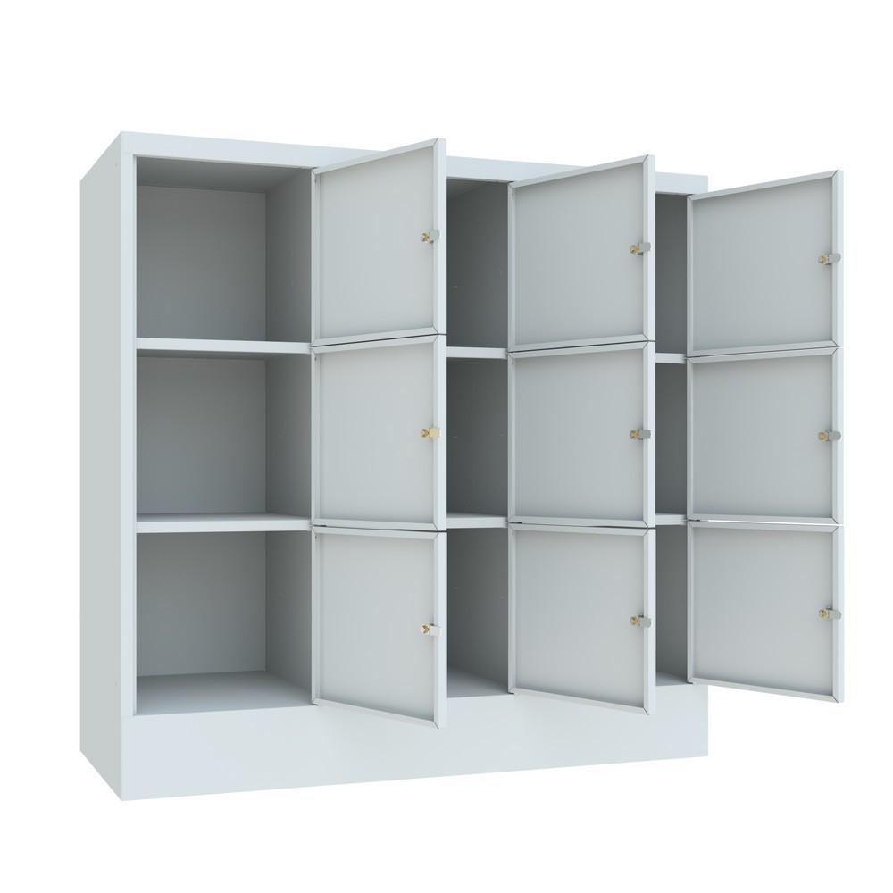Produktabbildung Nr. 3: Locker PAVOY met cilinderslot, 3 x 3 vakken, hxbxd 1.187 x 1.230 x 500 mm, lichtgrijs, lichtgrijs
