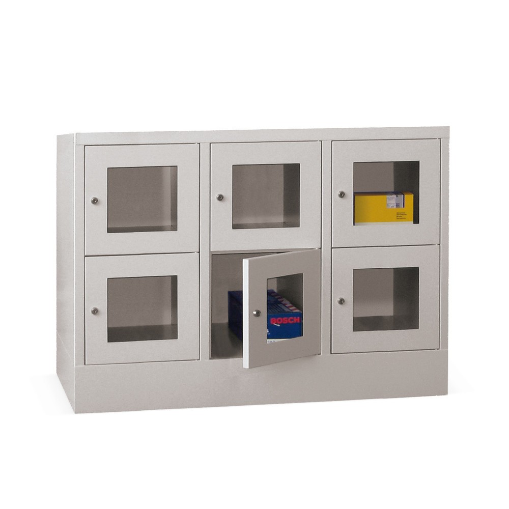 Productafbeelding nr. 1: Locker PAVOY met kijkvenster, 3 x 2 vakken, hxbxd 855 x 1.230 x 500 mm, antracietgrijs, lichtgrijs