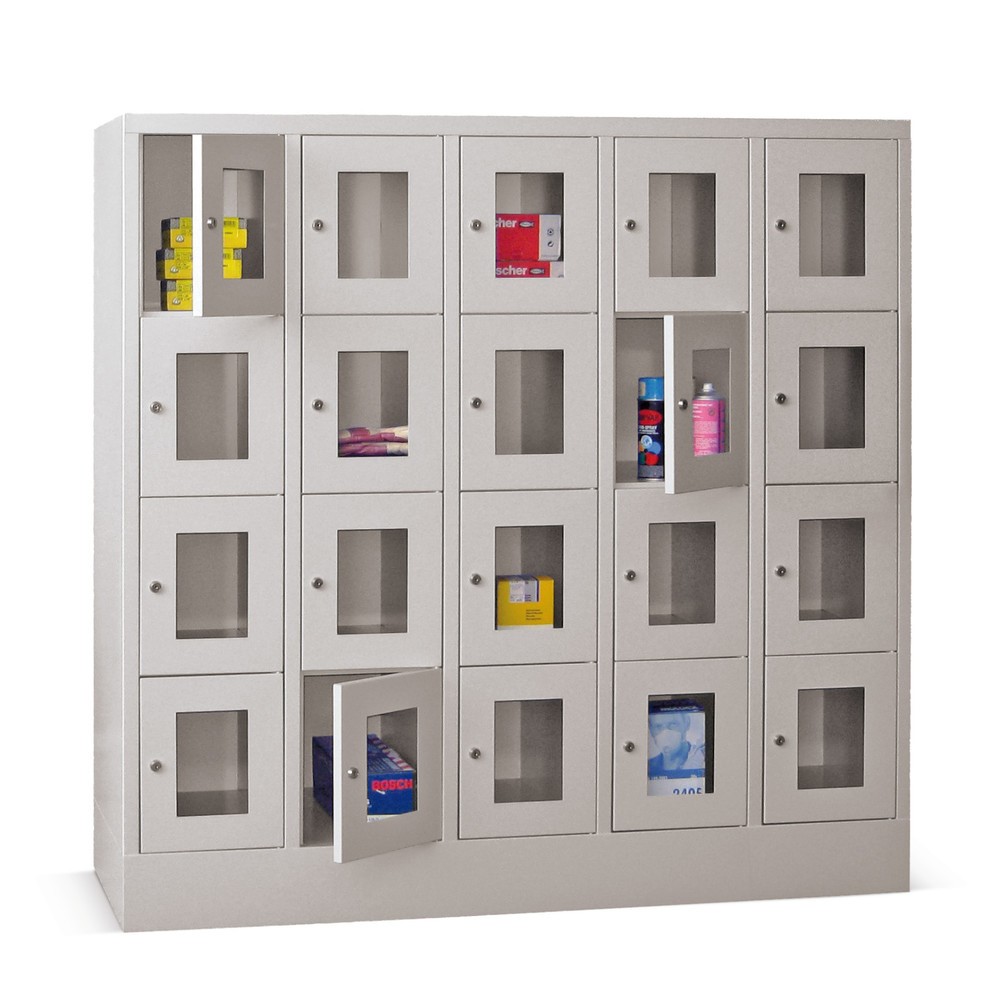 Productafbeelding nr. 1: Locker PAVOY met kijkvenster, 5 x 4 vakken, hxbxd 1.518 x 1.530 x 500 mm, antracietgrijs, lichtgrijs
