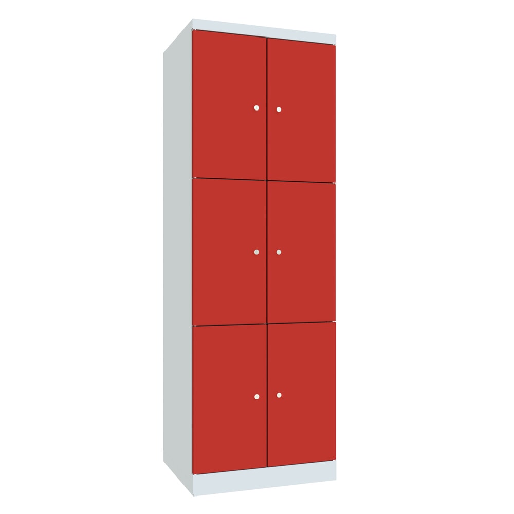 Productafbeelding nr. 1: Locker PAVOY met openslaande deuren, 2 x 6 vakken, hxbxd 1.800 x 600 x 500 mm, vuurrood, lichtgrijs