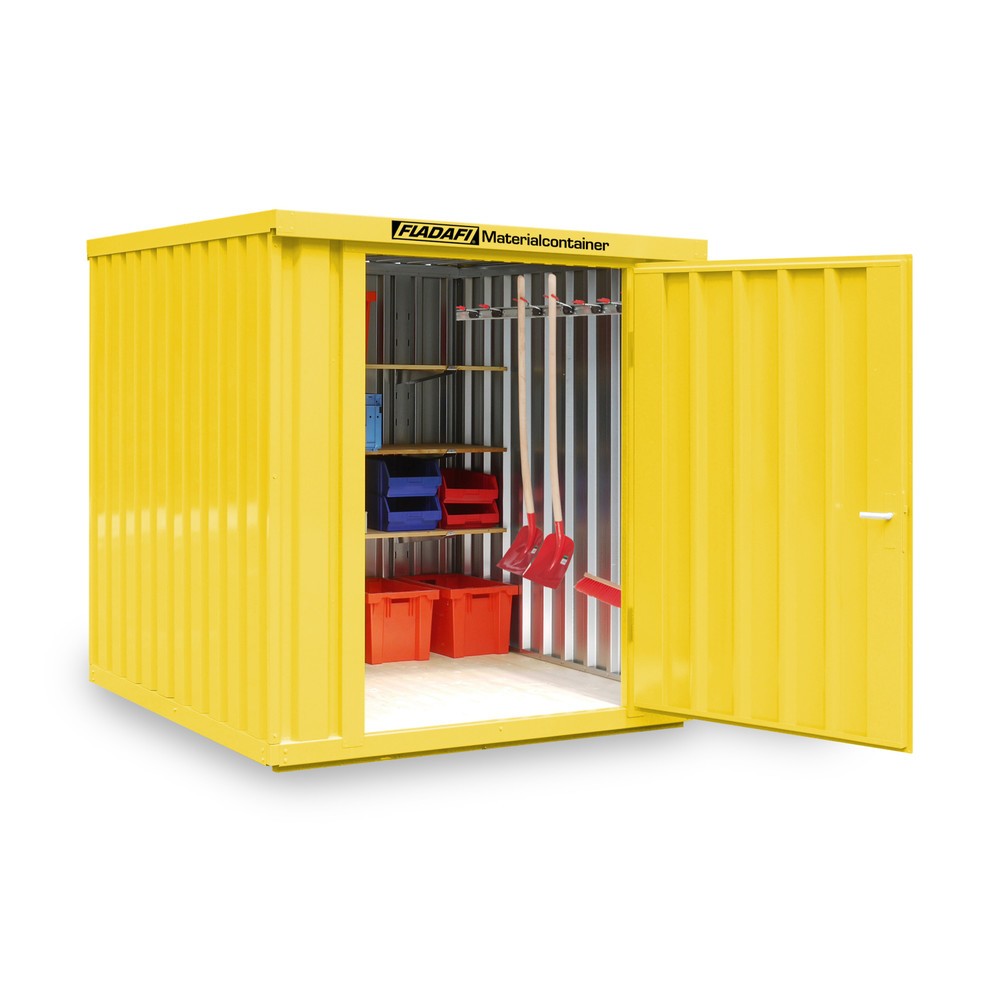 Produktabbildung Nr. 1: Materiaalcontainer afzonderlijke module, hxbxd 2.150 x 2.100 x 2.170 mm, gedemonteerd, houten bodem, gelakt, signaalgeel