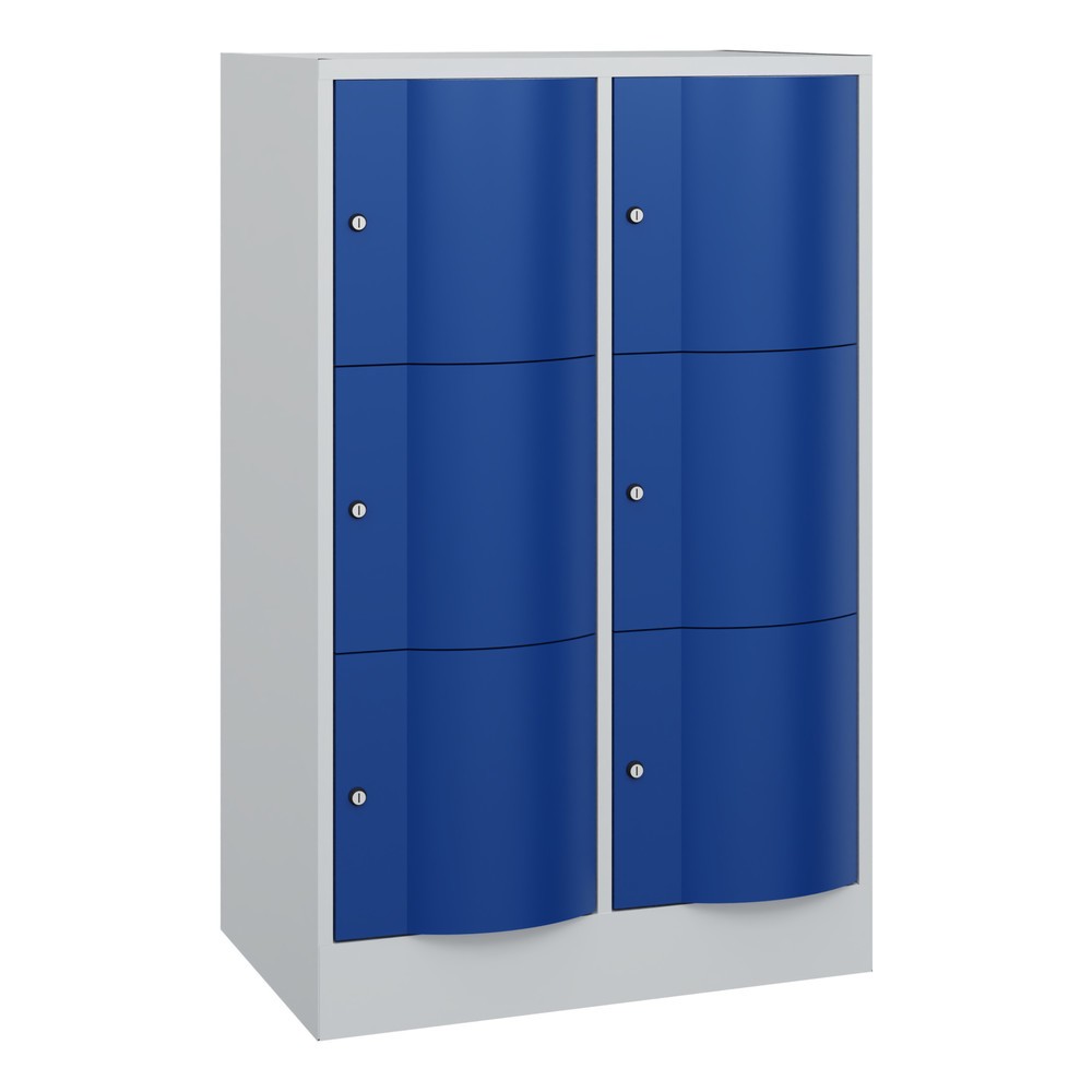 Illustration du produit: Meuble coffre-fort C+P avec portes « anti-vandalisme », 2 x 3 compartiments, H x l x P 1 225 x 770 x 540 mm, gris clair, bleu gentiane