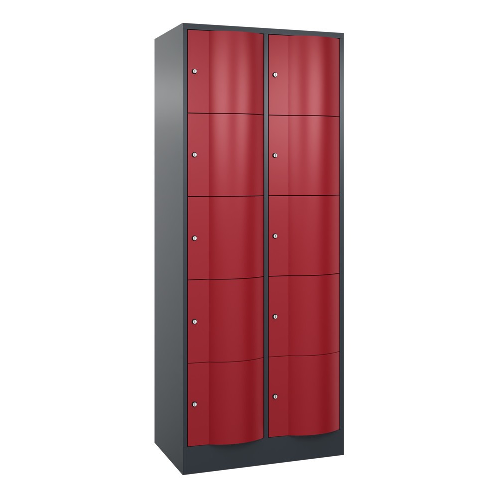 Produktabbildung Nr. 1: Meuble coffre-fort C+P avec portes « anti-vandalisme », 2 x 5 compartiments, H x l x P 1 950 x 770 x 540 mm, gris anthracite, rouge rubis