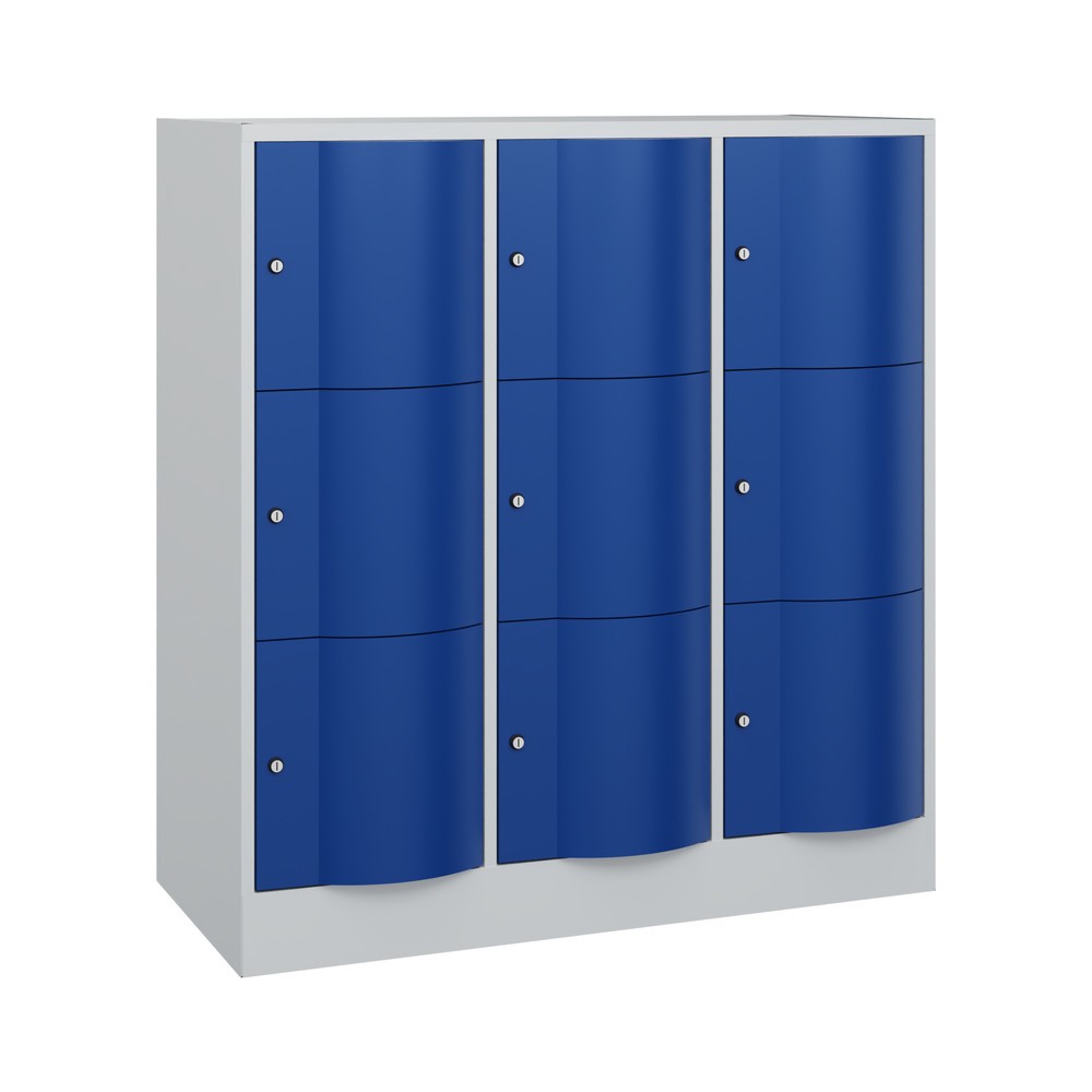 Produktabbildung Nr. 1: Meuble coffre-fort C+P avec portes « anti-vandalisme », 3 x 3 compartiments, H x l x P 1 225 x 1 150 x 540 mm, gris clair, bleu gentiane