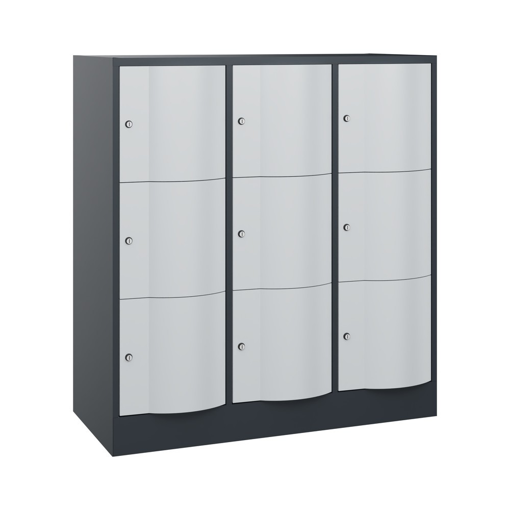 Produktabbildung Nr. 1: Meuble coffre-fort C+P avec portes « anti-vandalisme », 3 x 3 compartiments, H x l x P 1 225 x 1 150 x 540 mm, gris anthracite, gris clair
