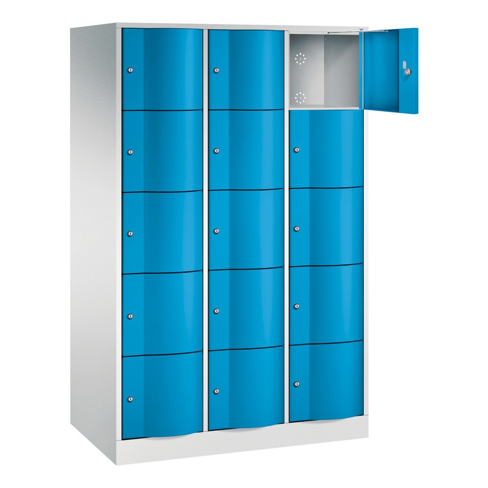 Produktabbildung Nr. 3: Meuble coffre-fort C+P avec portes « anti-vandalisme », 3 x 5 compartiments, H x l x P 1 950 x 1 150 x 640 mm, gris clair, bleu clair