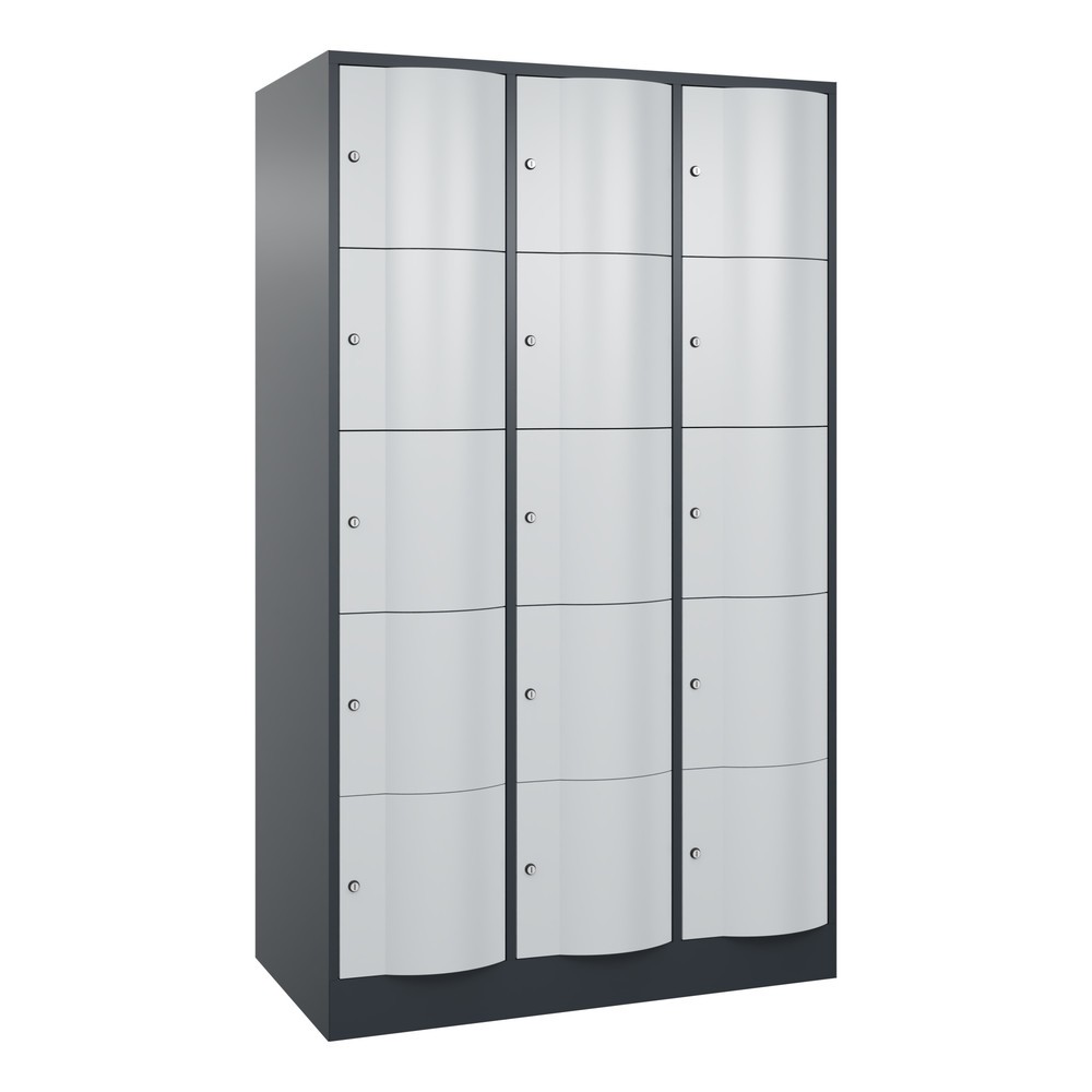 Produktabbildung Nr. 1: Meuble coffre-fort C+P avec portes « anti-vandalisme », 3 x 5 compartiments, H x l x P 1 950 x 1 150 x 640 mm, gris anthracite, gris clair