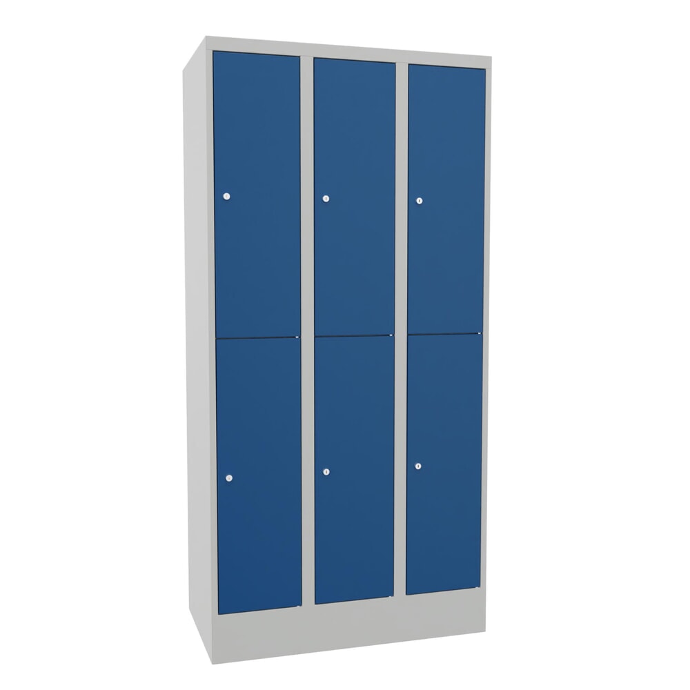 Produktabbildung Nr. 1: Meuble coffre-fort PAVOY, 3 x 2 compartiments, H x l x P 1 850 x 930 x 500 mm, bleu gentiane, gris clair