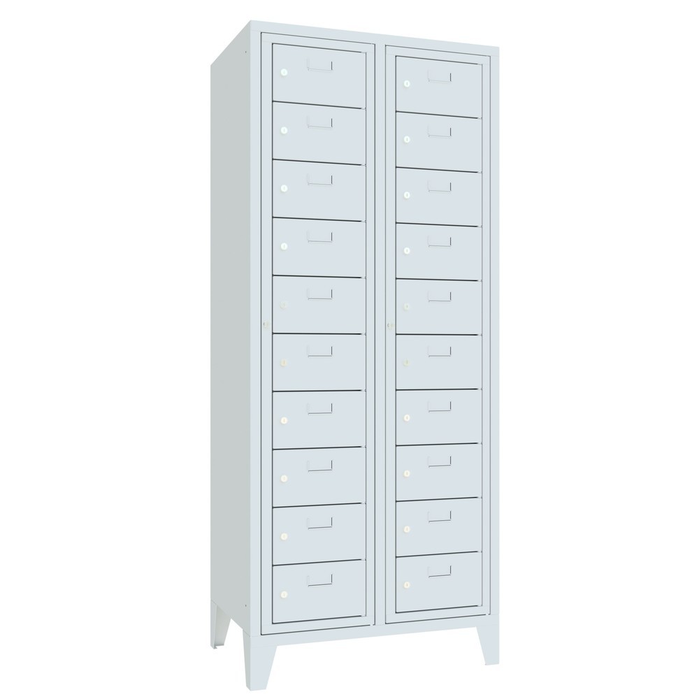 Produktabbildung Nr. 2: Meuble coffre-fort PAVOY avec porte centrale, 2 x 10 compartiments, H x l x P 1 850 x 770 x 500 mm, avec pieds, gris clair, gris clair