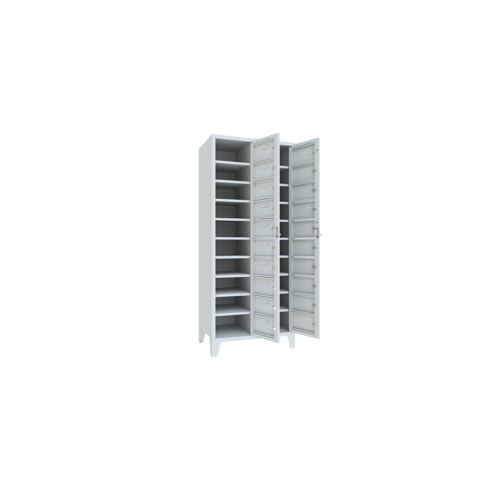 Produktabbildung Nr. 3: Meuble coffre-fort PAVOY avec porte centrale, 2 x 10 compartiments, H x l x P 1 850 x 770 x 500 mm, avec pieds, gris clair, gris clair