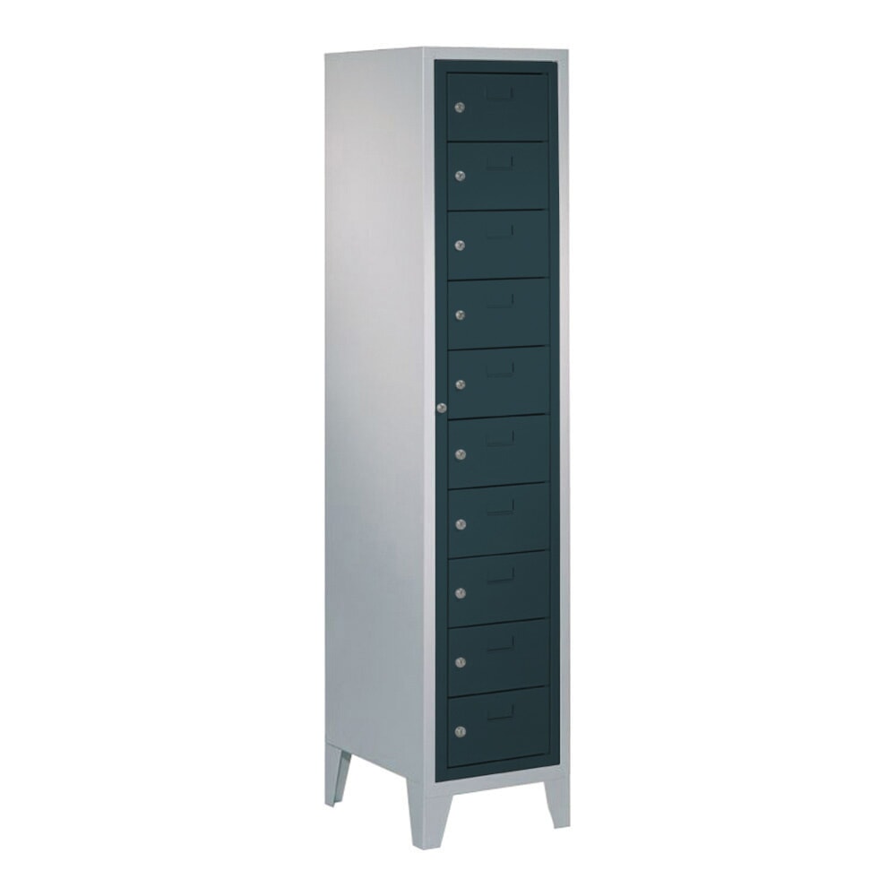 Produktabbildung Nr. 1: Meuble coffre-fort PAVOY avec porte centrale, 1 x 10 compartiments, H x l x P 1 850 x 400 x 500 mm, avec pieds, gris anthracite, gris clair