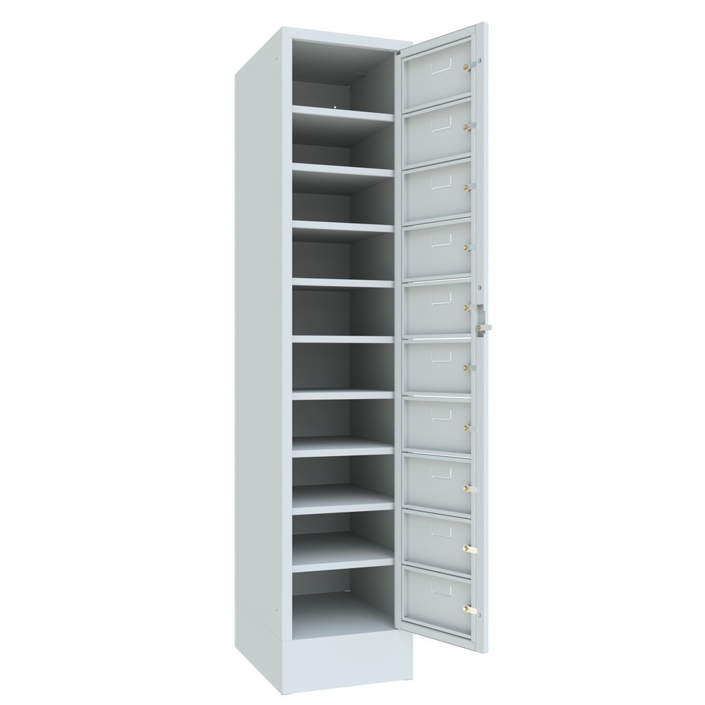 Produktabbildung Nr. 3: Meuble coffre-fort PAVOY avec porte centrale, 1 x 10 compartiments, H x l x P 1 850 x 400 x 500 mm, avec socle, gris clair, gris clair