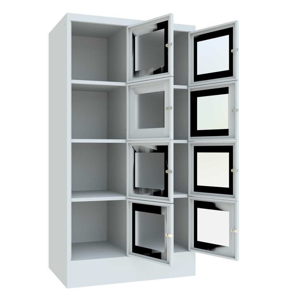 Produktabbildung Nr. 3: Meuble coffre-fort PAVOY avec regard, 2 x 4 compartiments, H x l x P 1 518 x 830 x 500 mm, gris clair, gris clair