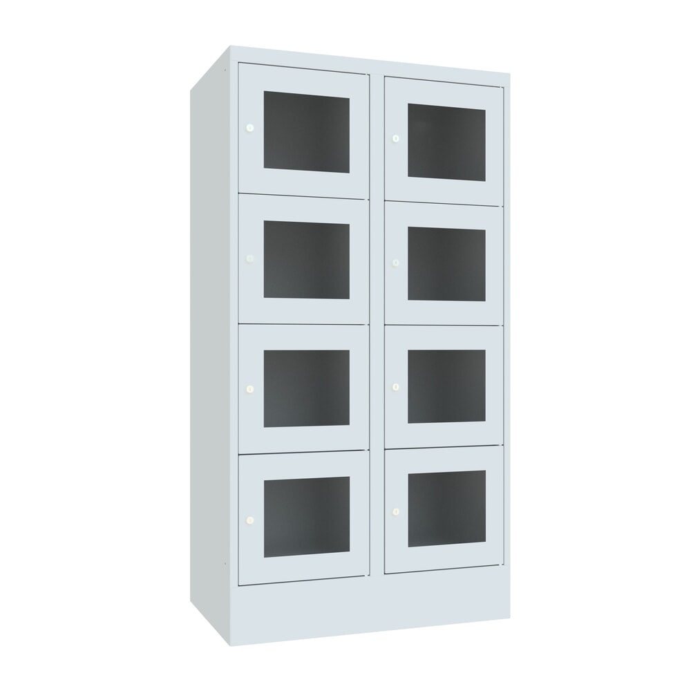 Produktabbildung Nr. 1: Meuble coffre-fort PAVOY avec regard, 2 x 4 compartiments, H x l x P 1 518 x 830 x 500 mm, gris clair, gris clair