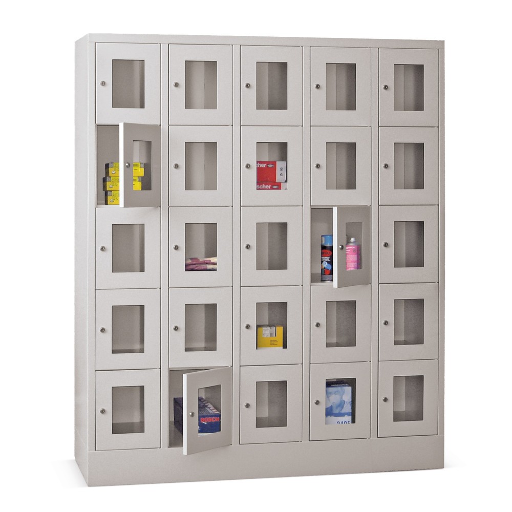 Produktabbildung Nr. 1: Meuble coffre-fort PAVOY avec regard, 5 x 5 compartiments, H x l x P 1 850 x 1 530 x 500 mm, gris clair, gris clair