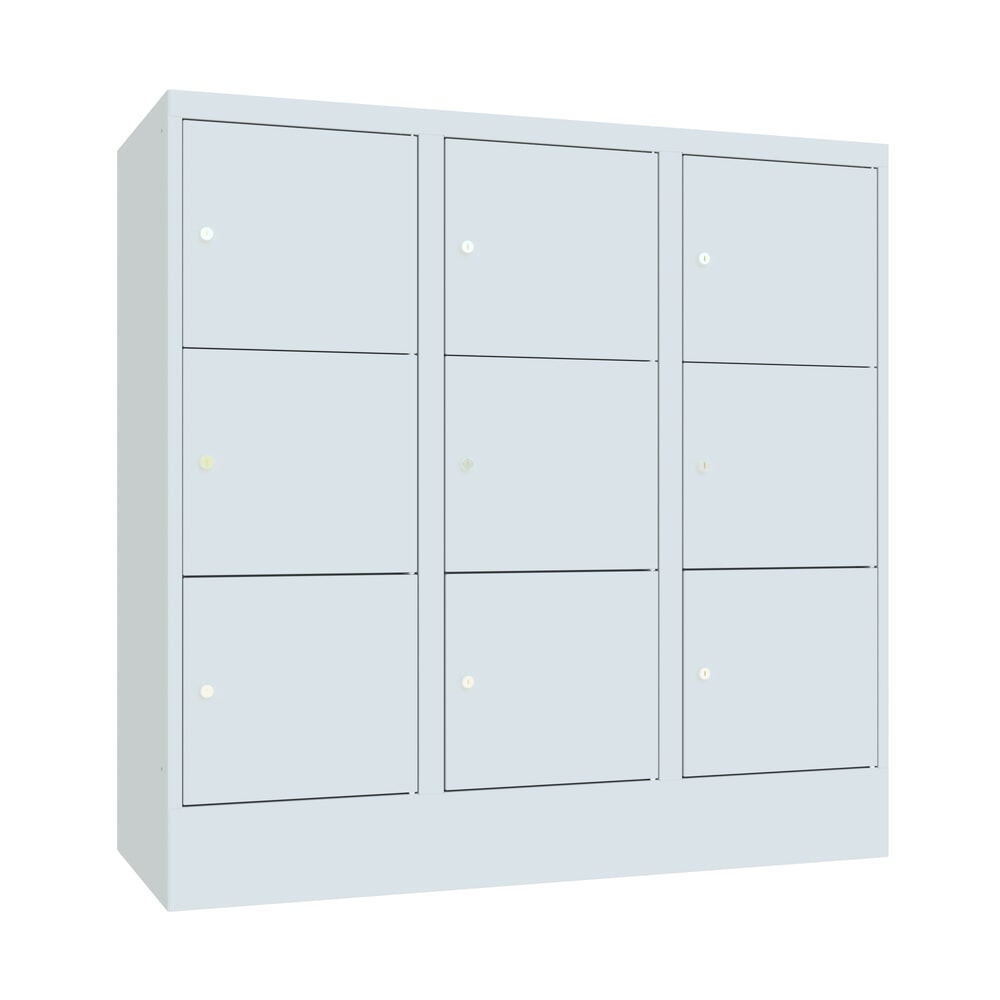 Produktabbildung Nr. 1: Meuble coffre-fort PAVOY avec serrure à cylindre, 3 x 3 compartiments, H x l x P 1 187 x 1 230 x 500 mm, gris clair, gris clair