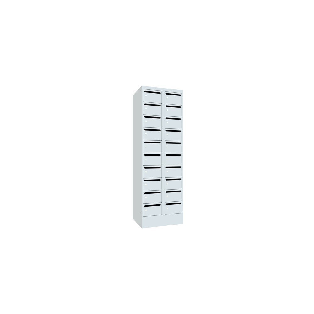 N° de l'image du produit 3 : Meuble de tri du courrier PAVOY, 2 x 10 compartiments, H x l x P 1 850 x 630 x 500 mm, gris clair, gris clair