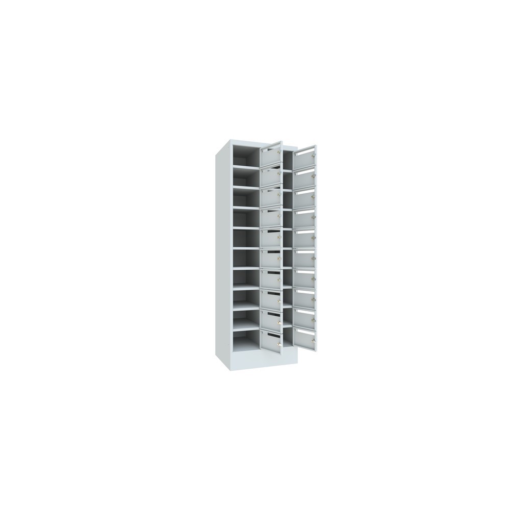 N° de l'image du produit 4 : Meuble de tri du courrier PAVOY, 2 x 10 compartiments, H x l x P 1 850 x 630 x 500 mm, gris clair, gris clair