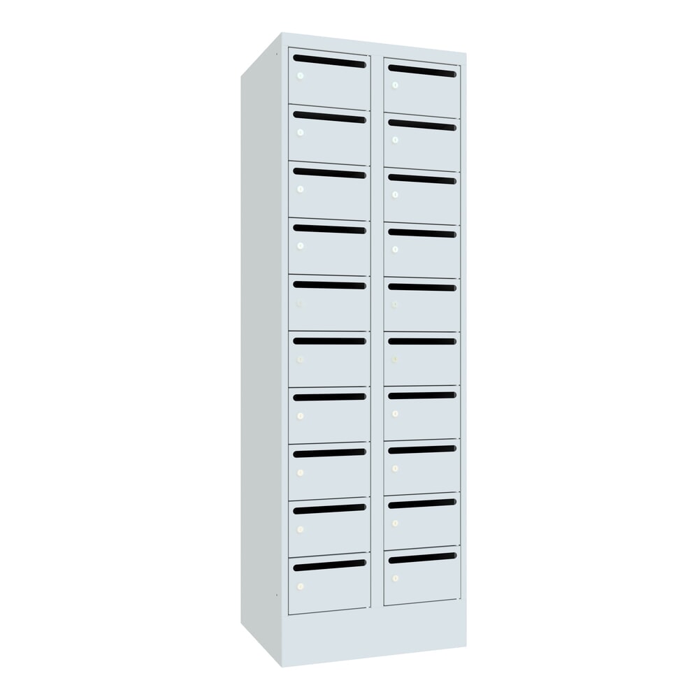N° de l'image du produit 1 : Meuble de tri du courrier PAVOY, 2 x 10 compartiments, H x l x P 1 850 x 630 x 500 mm, gris clair, gris clair