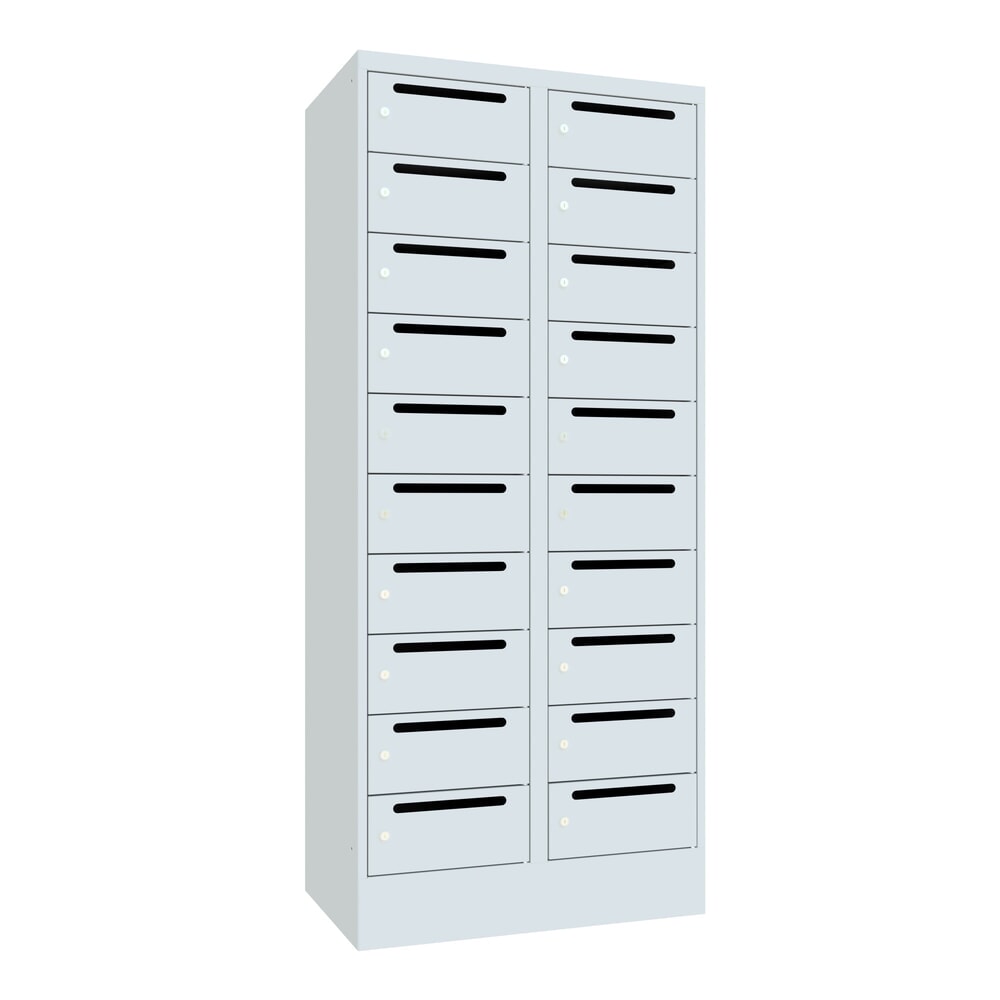 N° de l'image du produit 1 : Meuble de tri du courrier PAVOY, 2 x 10 compartiments, H x l x P 1 850 x 830 x 500 mm, gris clair, gris clair